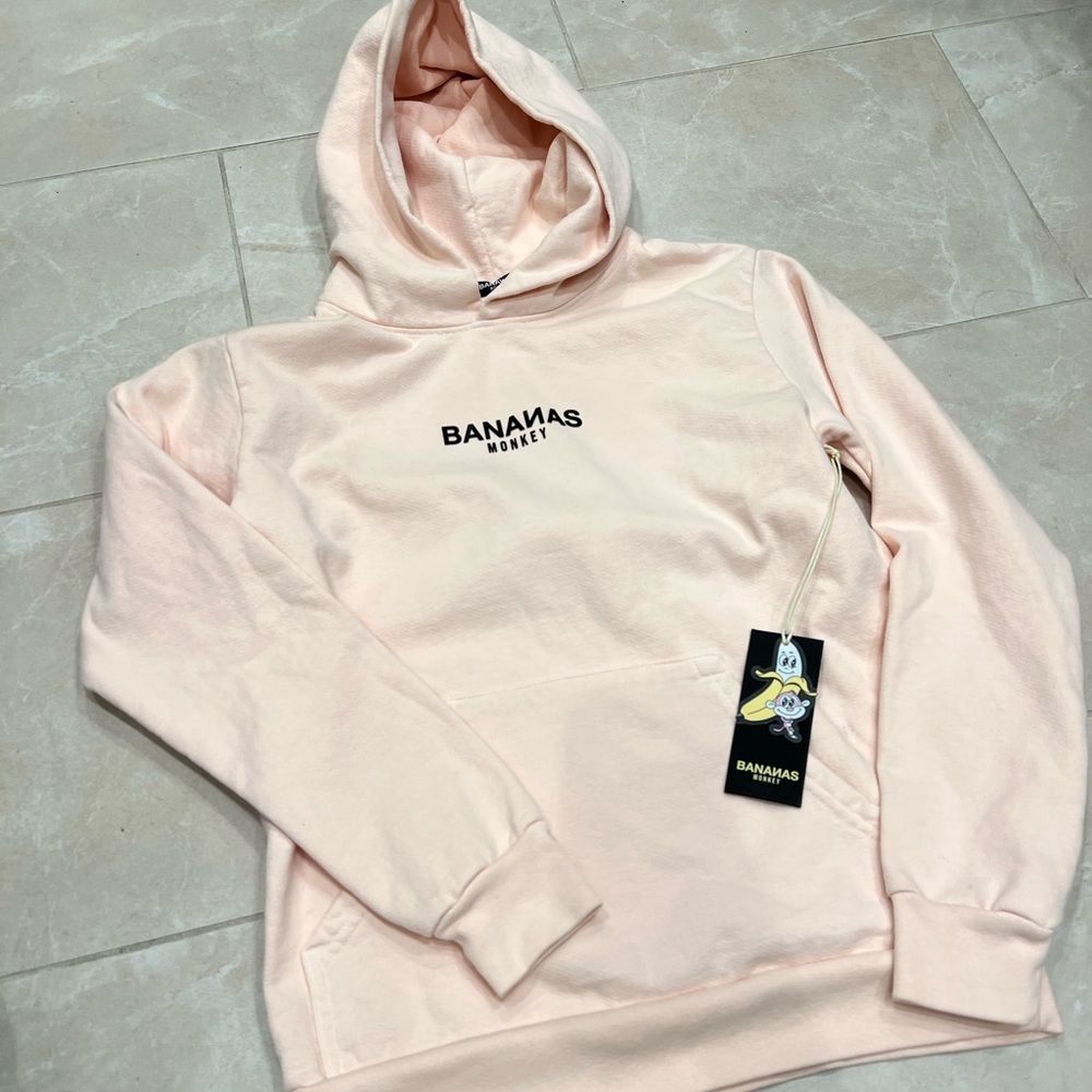 NWT Bananas Monkey Light Pink Hoodie Women’s size M